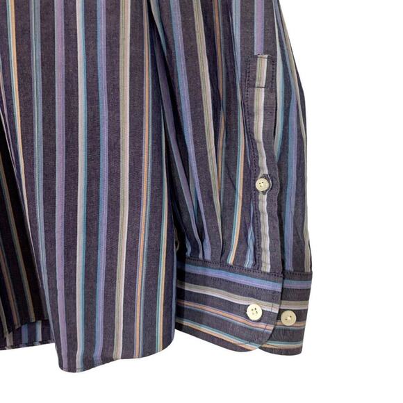 ALAN FLUSSER Men's Striped Blue/Purple L/S Button Down Shirt/Collar Sz XXL - Picture 3 of 6